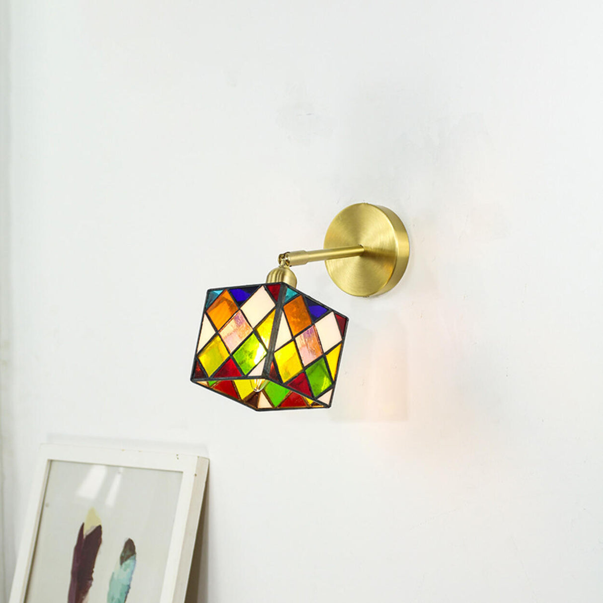 Tiffany Style Square Stained Glass LED Wall Sconce Image - 3