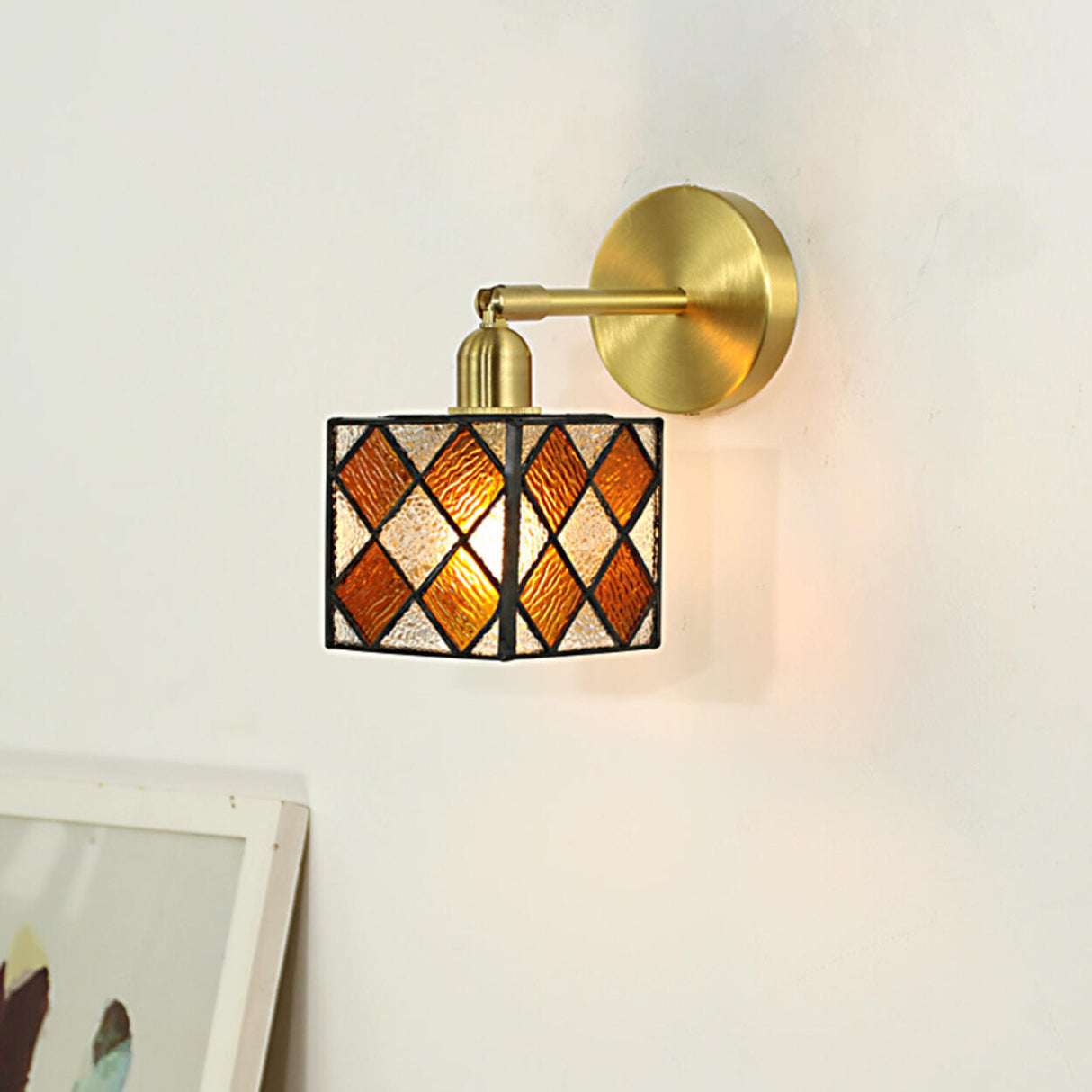 Tiffany Style Square Stained Glass LED Wall Sconce Image - 8