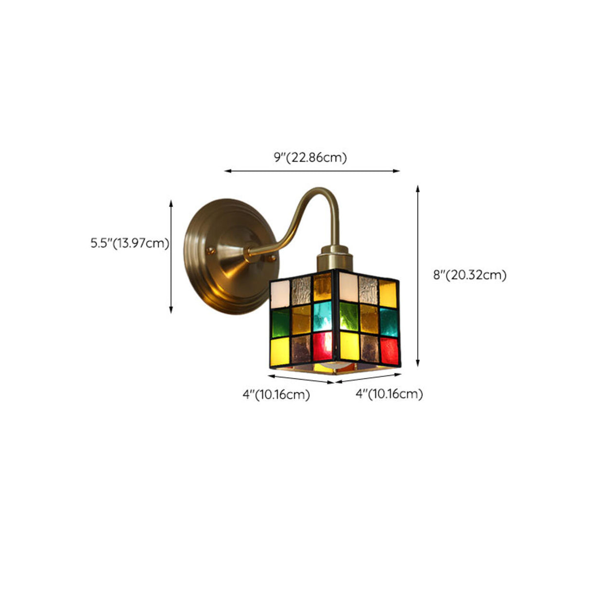Tiffany Style Stained Glass Gold Square Wall Sconce