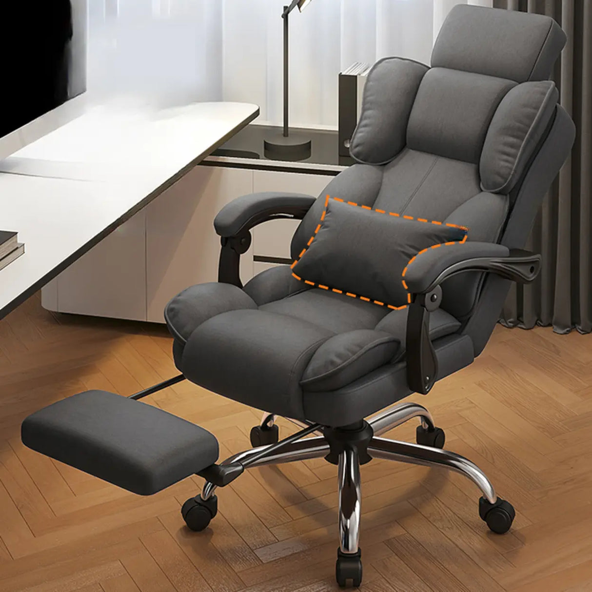 Tilt Brown Adjustable Ergonomic Steel Frame Office Chair Image - 13