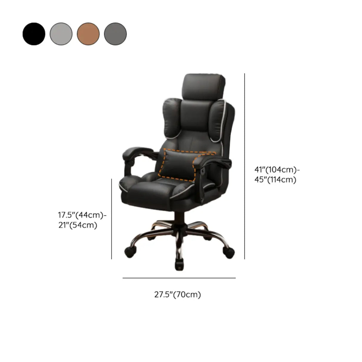 Tilt Brown Adjustable Ergonomic Steel Frame Office Chair Image - 15
