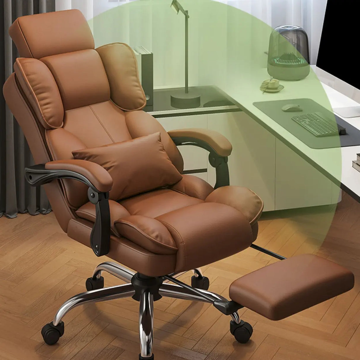 Tilt Brown Adjustable Ergonomic Steel Frame Office Chair Image - 4