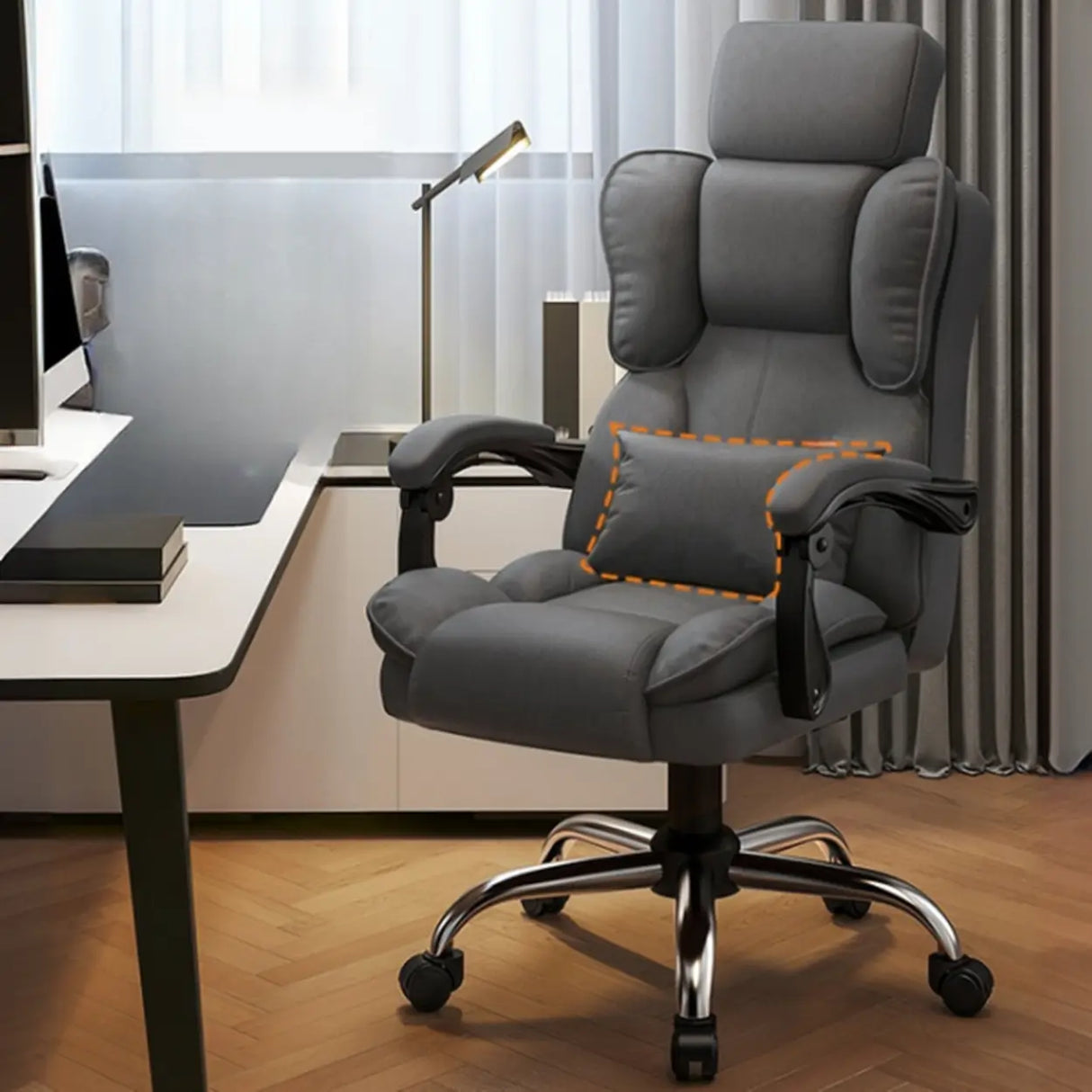 Tilt Brown Adjustable Ergonomic Steel Frame Office Chair Image - 7