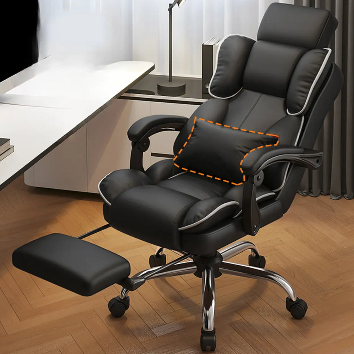 Tilt Brown Adjustable Ergonomic Steel Frame Office Chair Image - 9