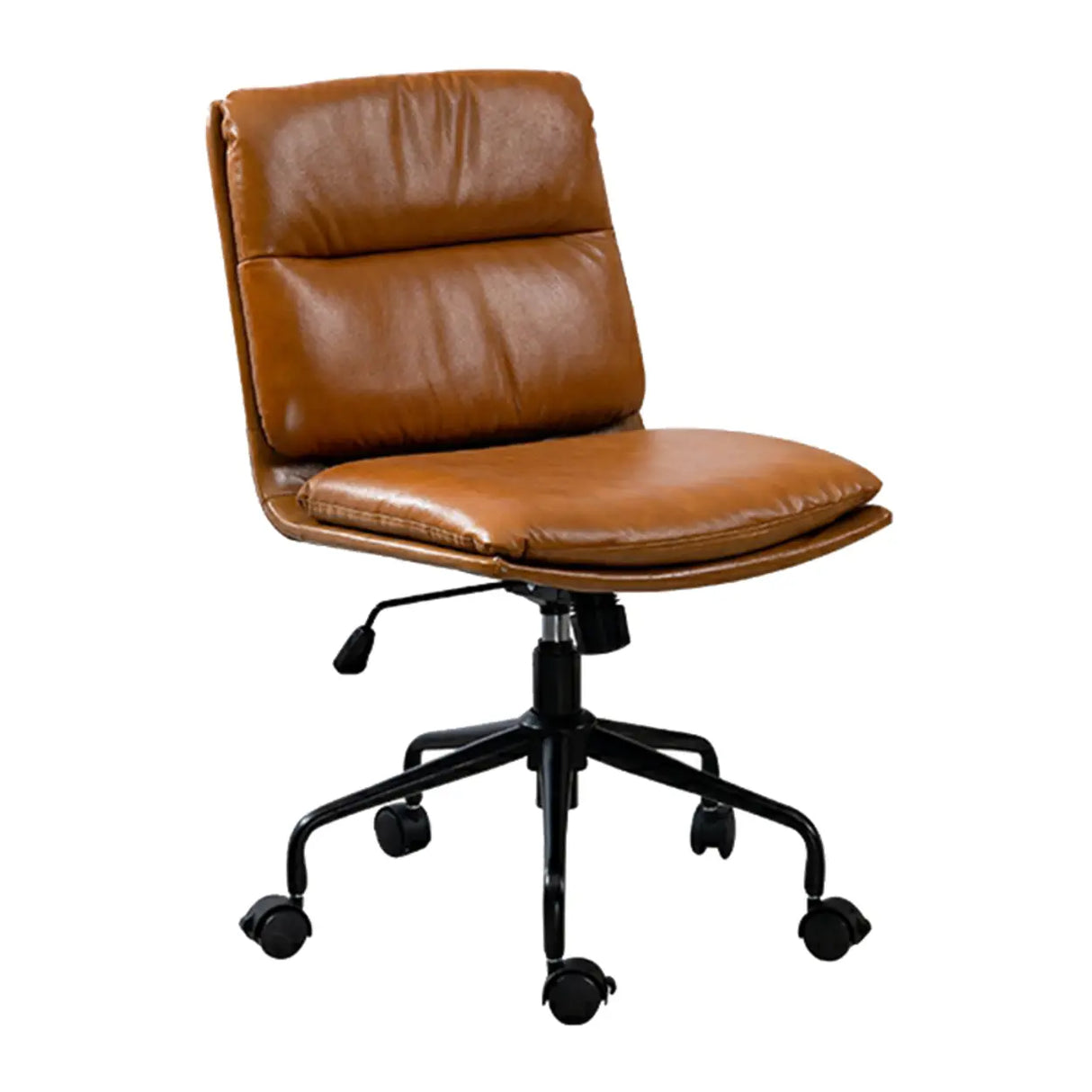 Tilt Ergonomic Off-White Swivel Leather Office Chair Image - 11