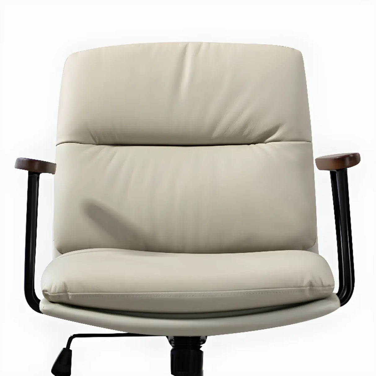 Tilt Ergonomic Off-White Swivel Leather Office Chair Image - 12