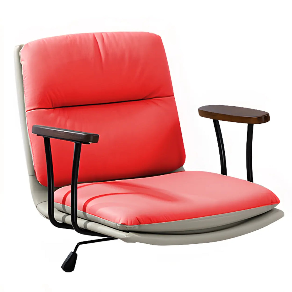 Tilt Ergonomic Off-White Swivel Leather Office Chair Image - 14