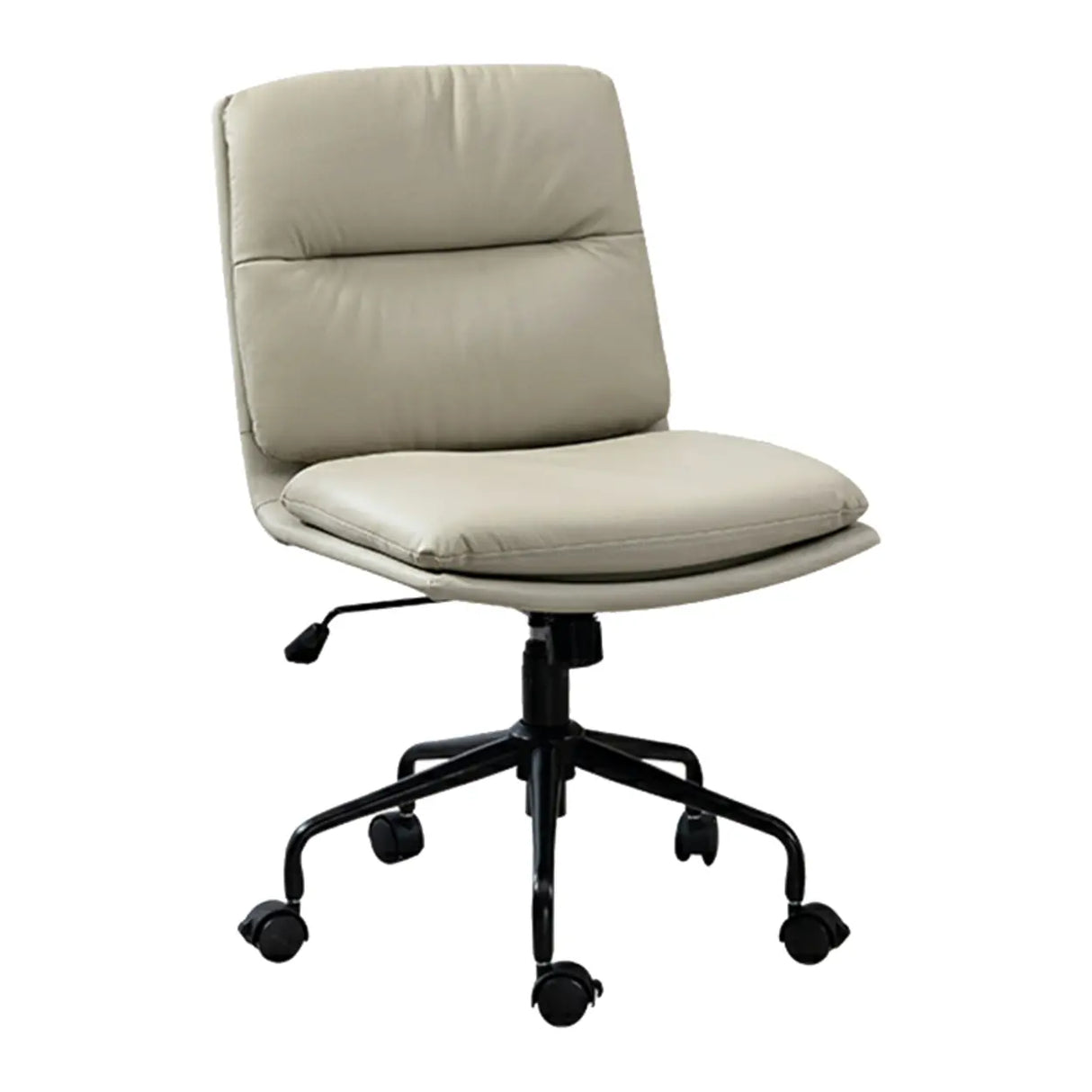Tilt Ergonomic Off-White Swivel Leather Office Chair Image - 15