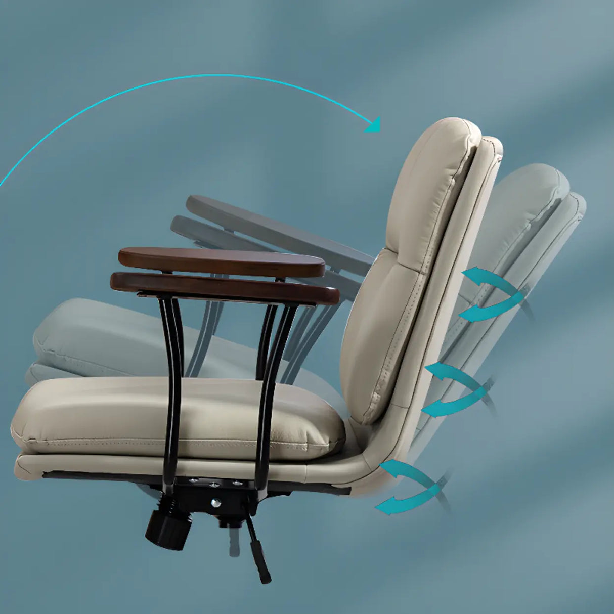 Tilt Ergonomic Off-White Swivel Leather Office Chair Image - 17