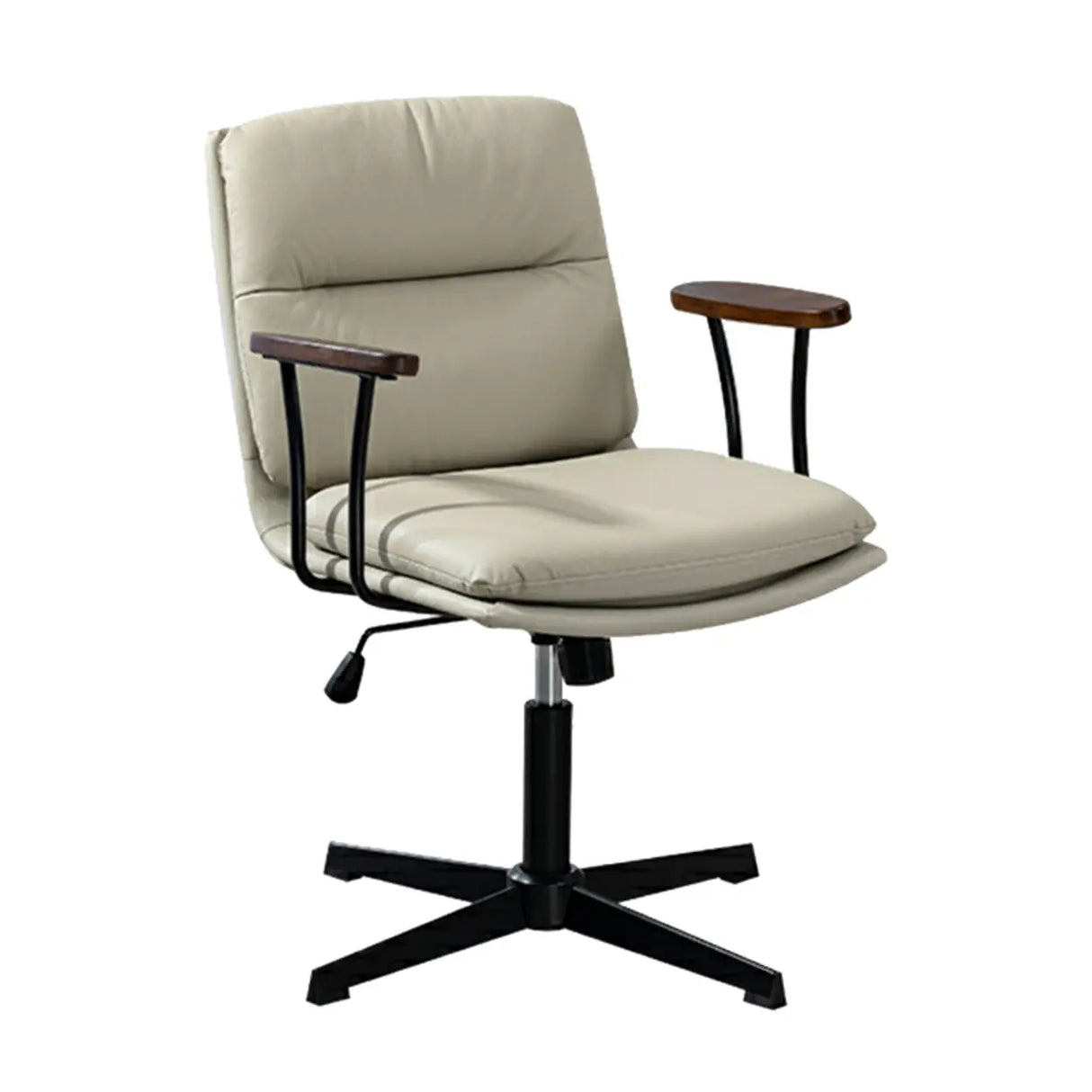 Tilt Ergonomic Off-White Swivel Leather Office Chair Image - 18