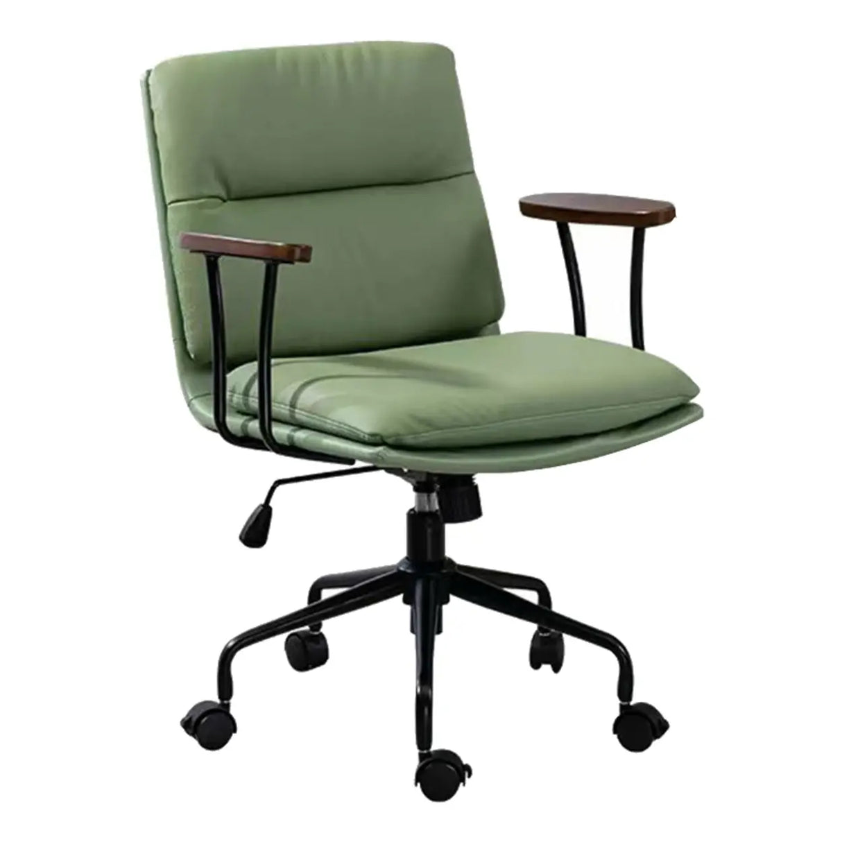 Tilt Ergonomic Off-White Swivel Leather Office Chair Image - 2