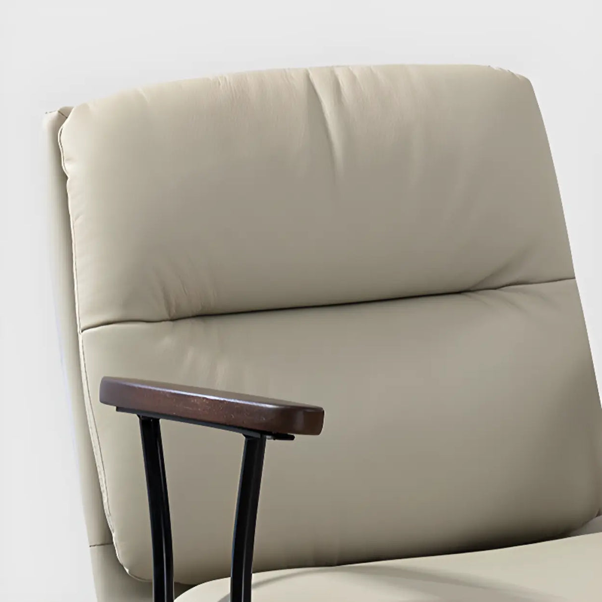 Tilt Ergonomic Off-White Swivel Leather Office Chair Image - 20