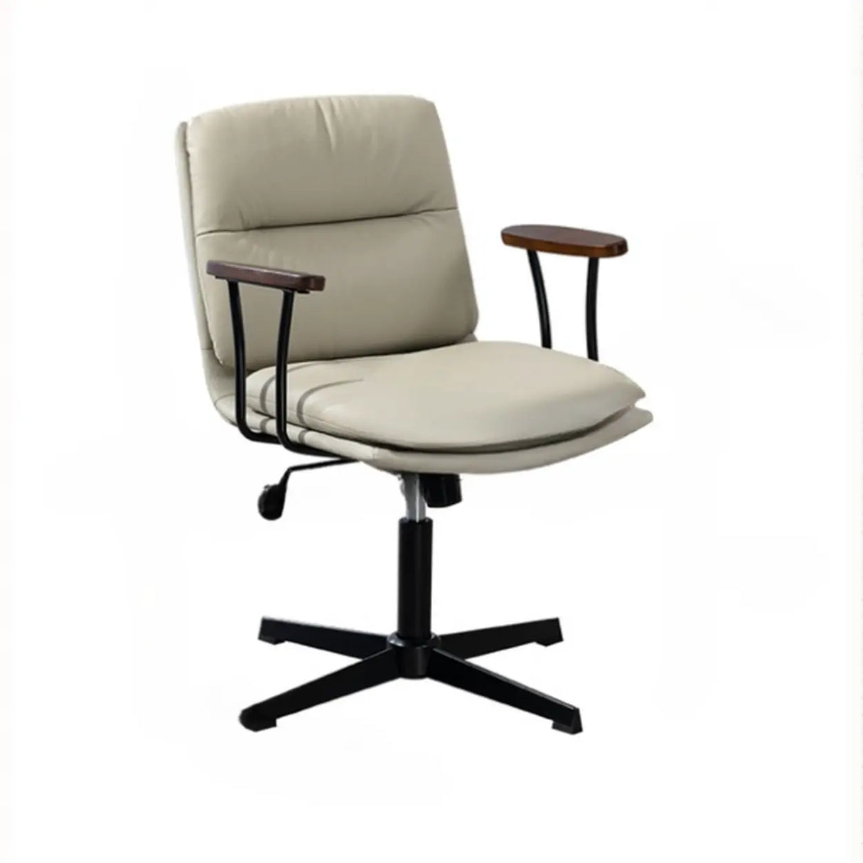 Tilt Ergonomic Off-White Swivel Leather Office Chair Image - 22