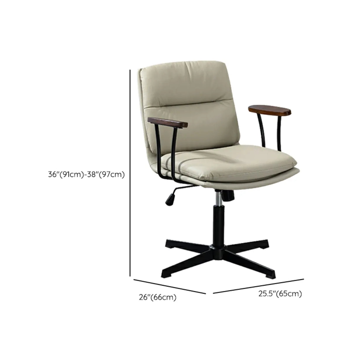 Tilt Ergonomic Off-White Swivel Leather Office Chair Image - 25