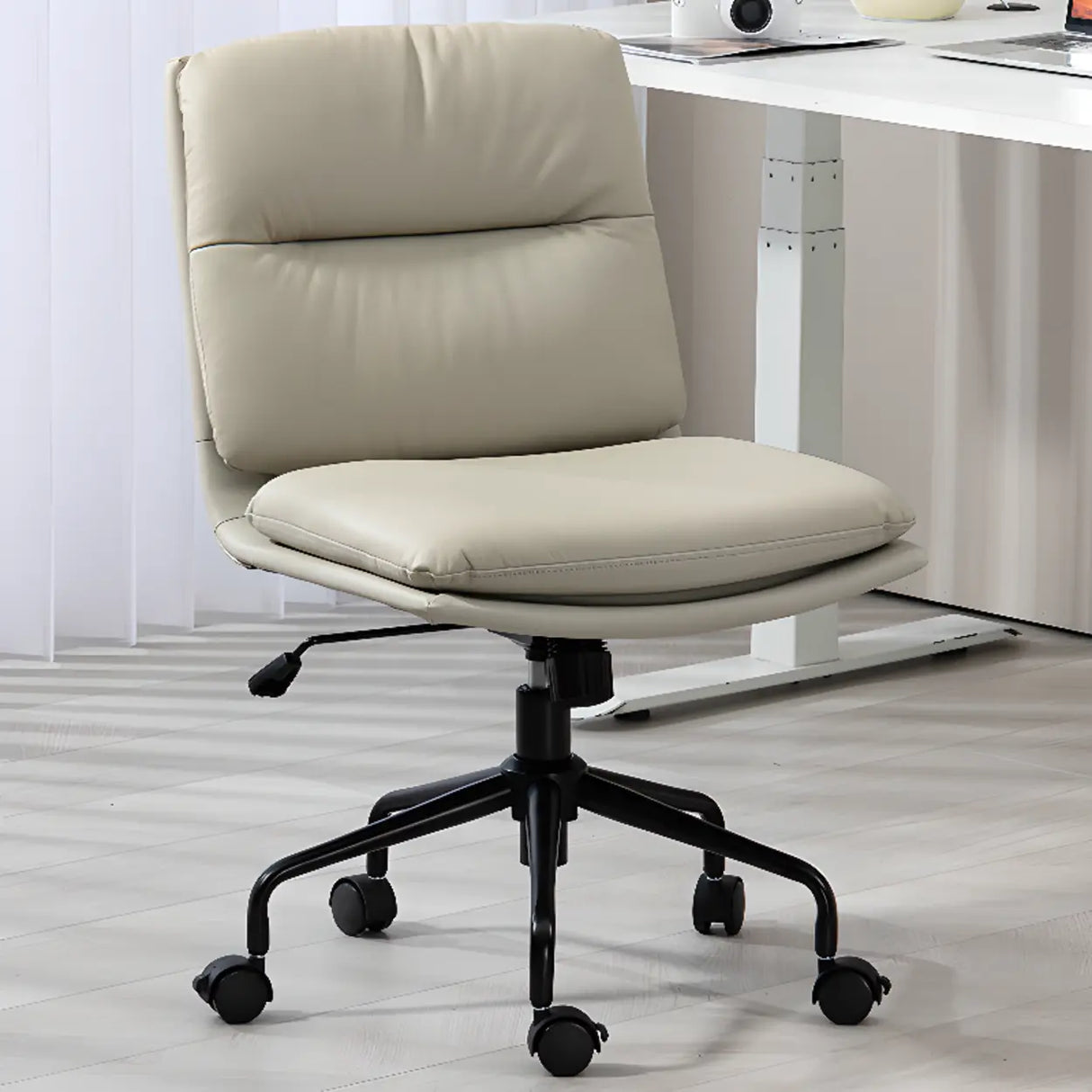 Tilt Ergonomic Off-White Swivel Leather Office Chair Image - 4