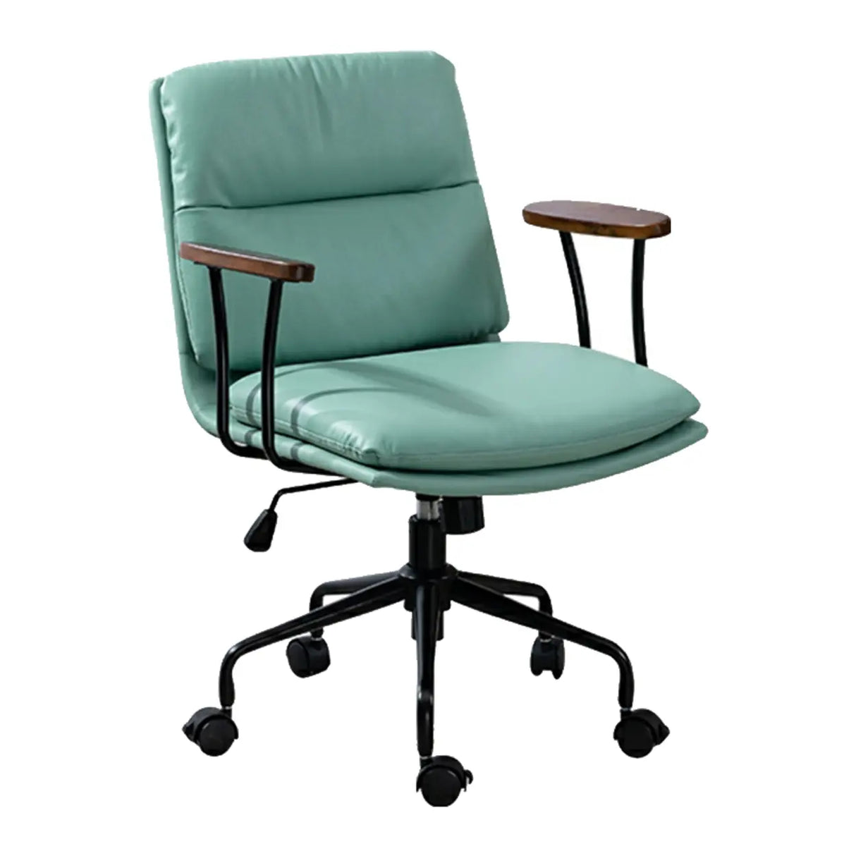 Tilt Ergonomic Off-White Swivel Leather Office Chair Image - 6