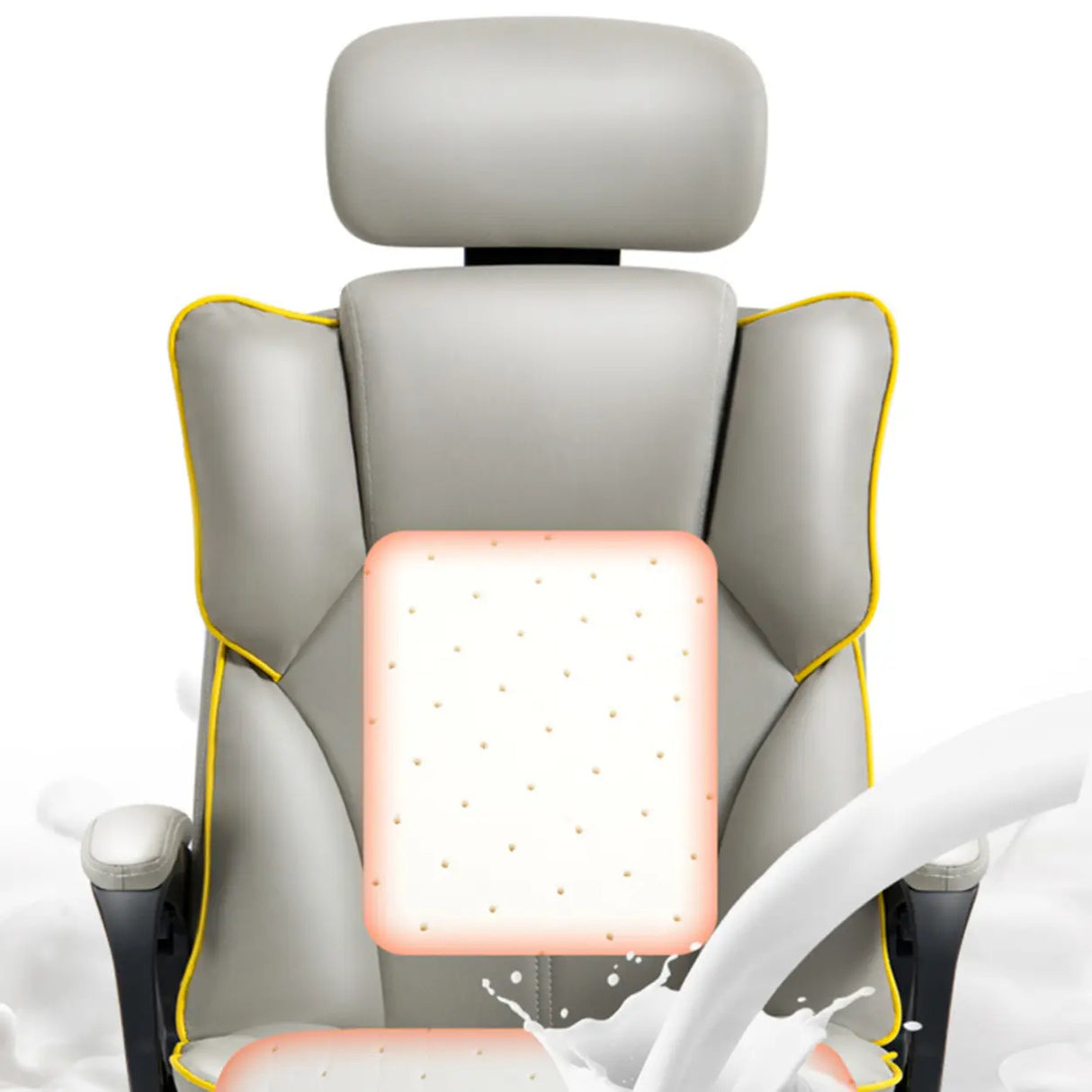 Tilt Lumbar Support Swivel Leather Adjustable Office Chair Image - 10