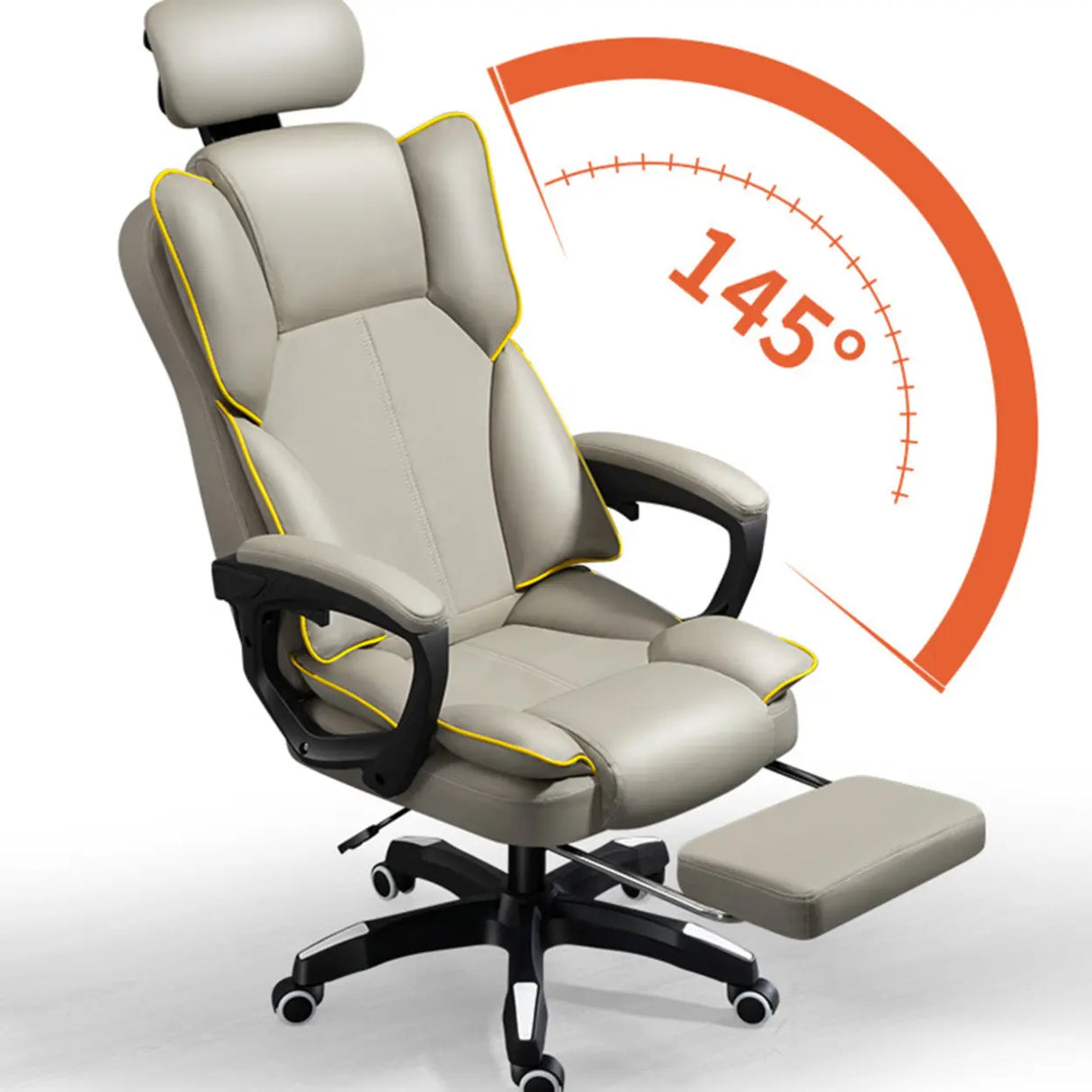 Tilt Lumbar Support Swivel Leather Adjustable Office Chair Image - 13