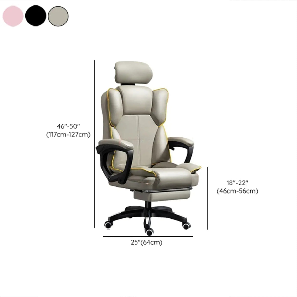 Tilt Lumbar Support Swivel Leather Adjustable Office Chair Image - 18