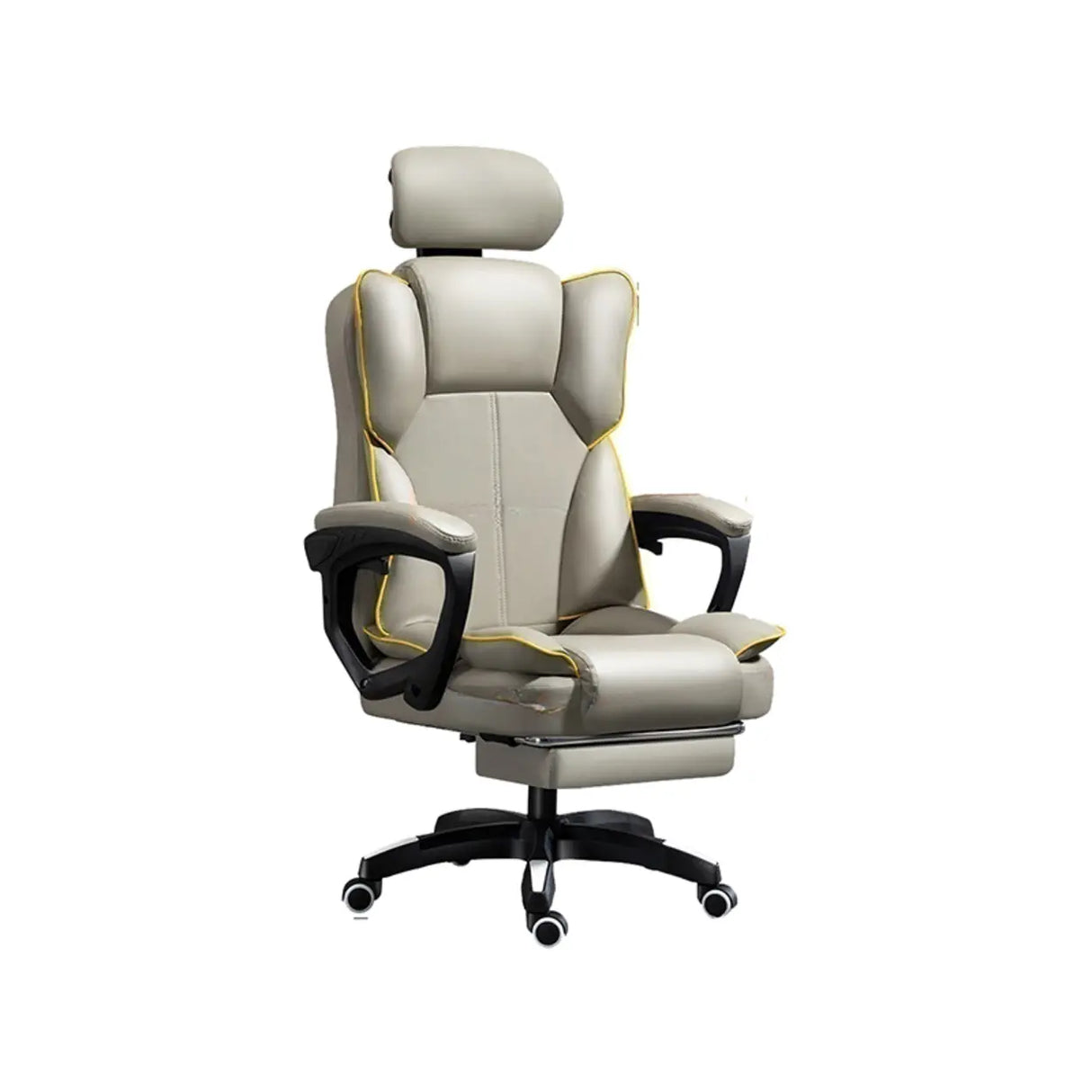 Tilt Lumbar Support Swivel Leather Adjustable Office Chair Image - 8