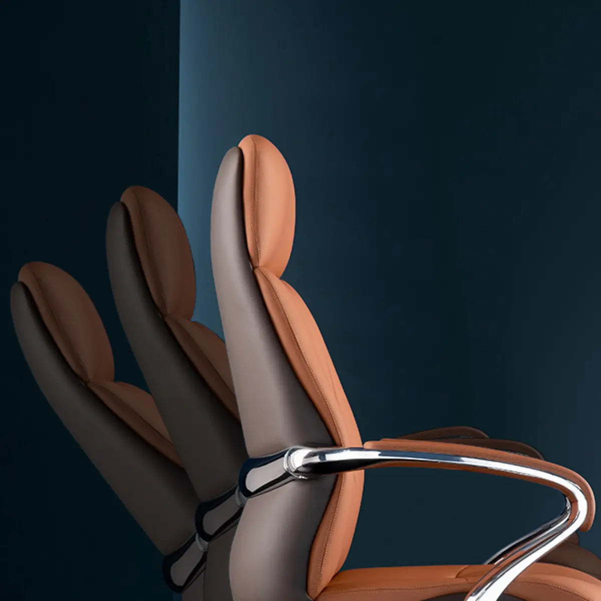 Tilt Mechanism Brown Executive Leather Swivel Office Chair Image - 10