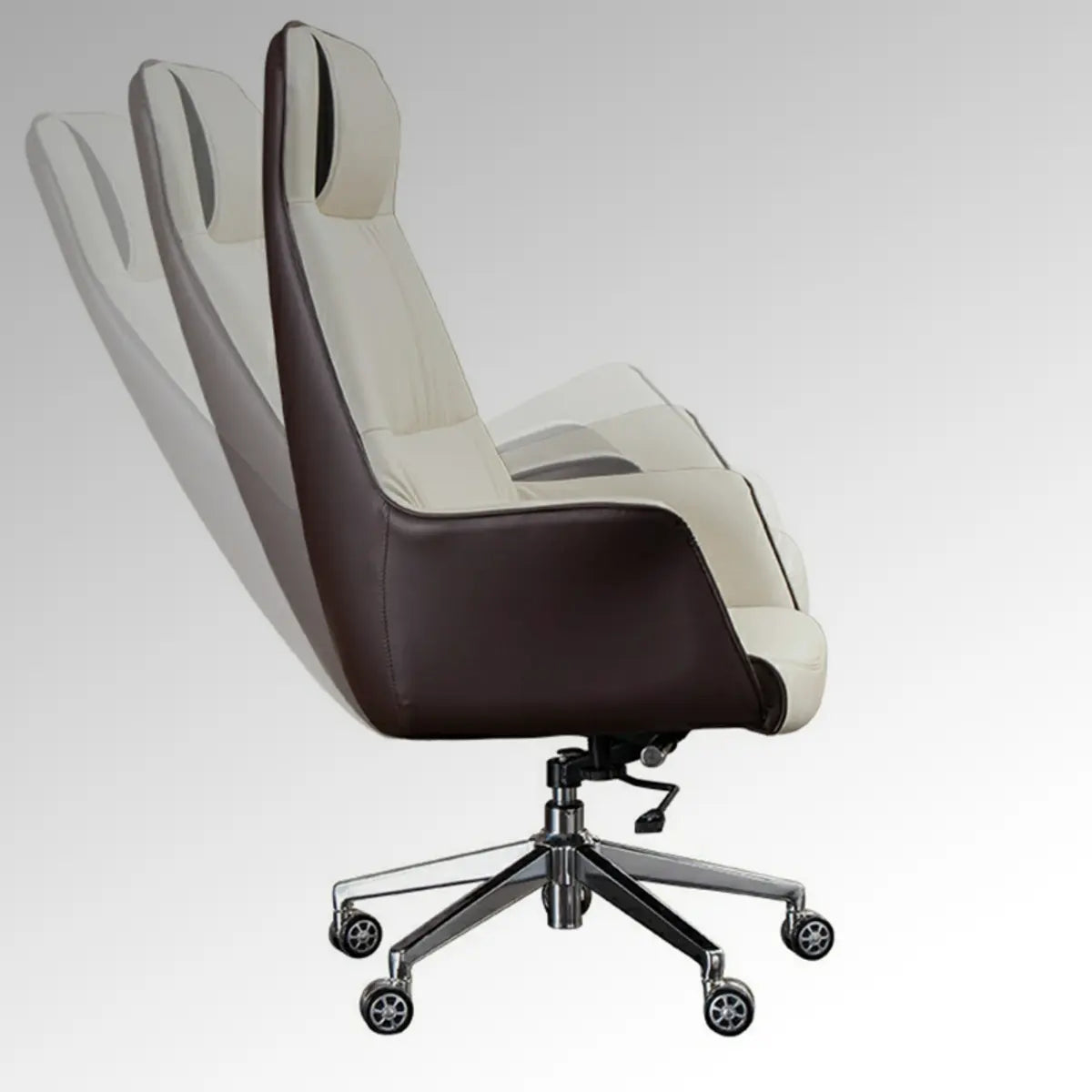 Tilt Mechanism Cream Swivel Leather Executive Office Chair Image - 10