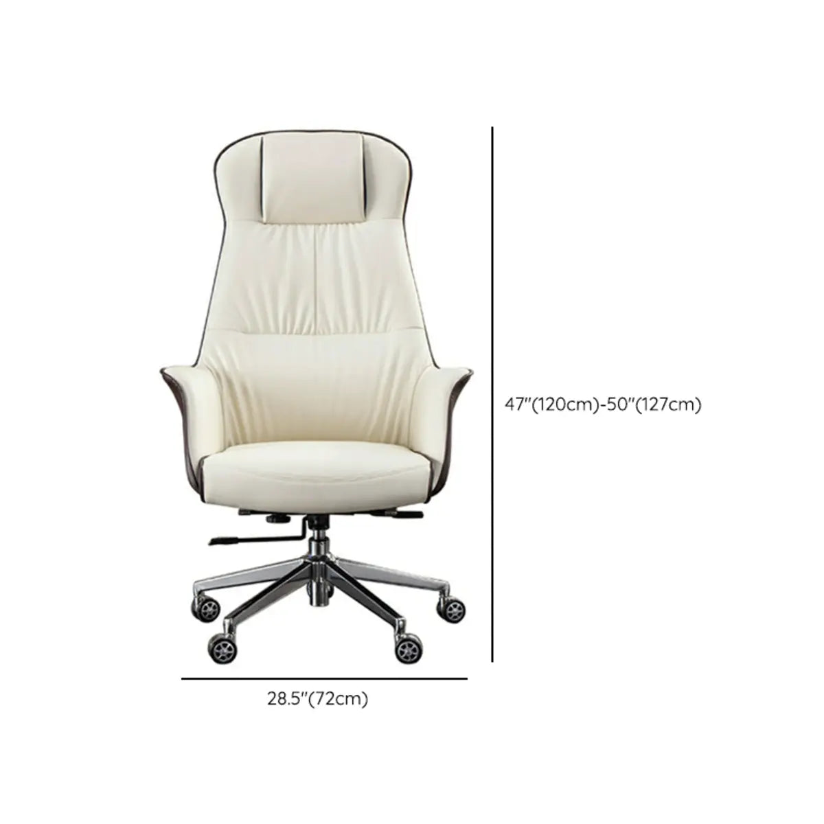 Tilt Mechanism Cream Swivel Leather Executive Office Chair
