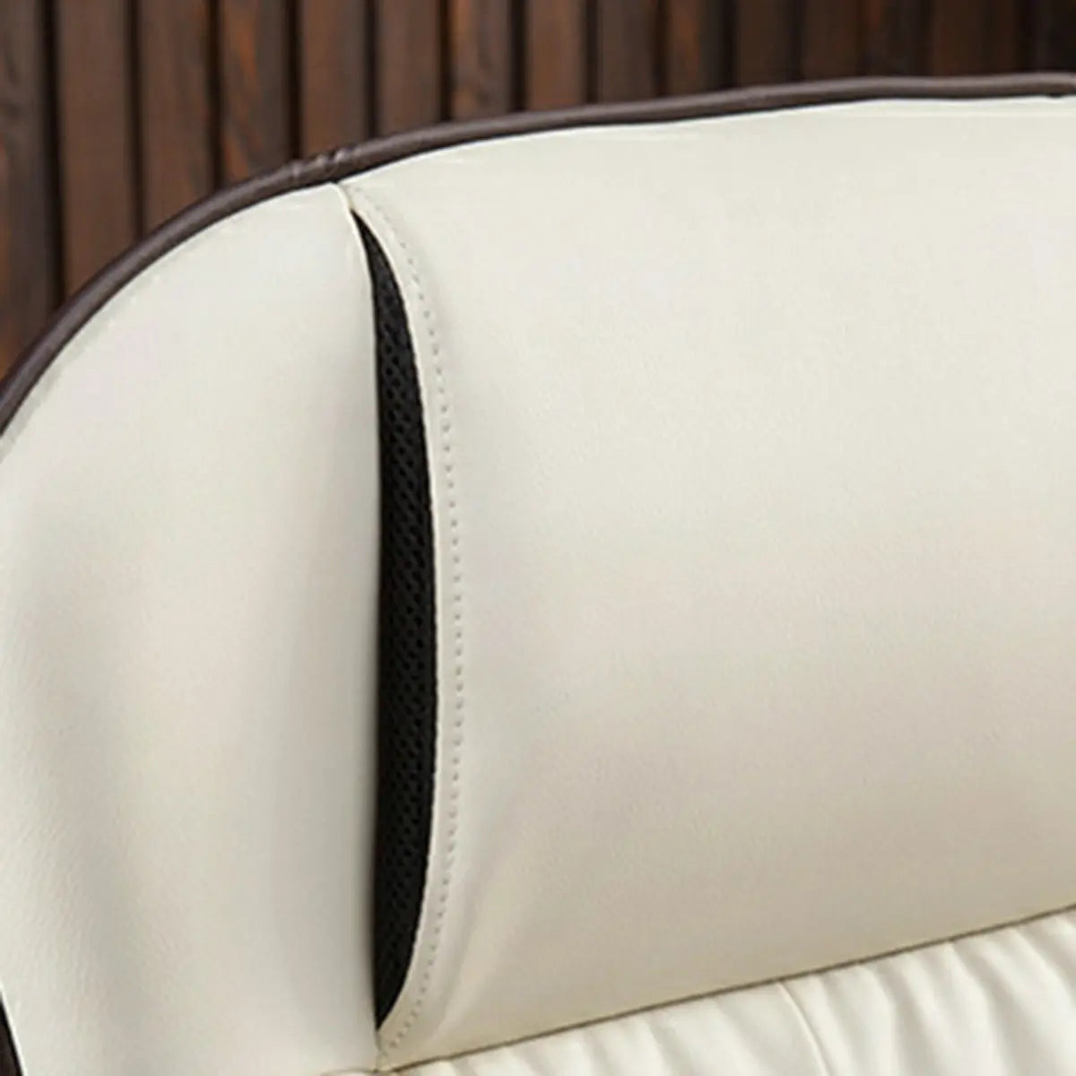 Tilt Mechanism Cream Swivel Leather Executive Office Chair Image - 6