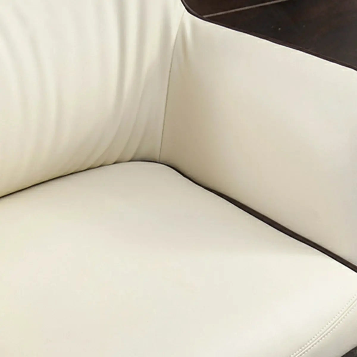 Tilt Mechanism Cream Swivel Leather Executive Office Chair Image - 9