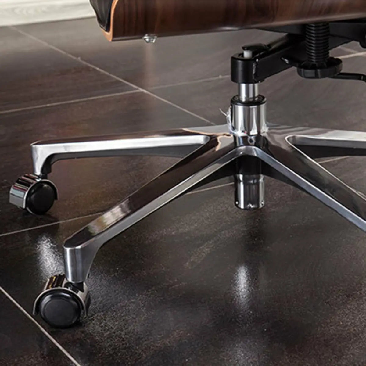 Tilt Mechanism Ergonomic Wood Swivel Leather Office Chair Image - 11