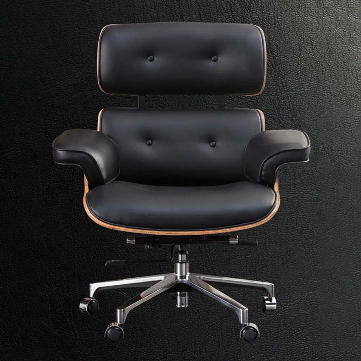 Tilt Mechanism Ergonomic Wood Swivel Leather Office Chair Image - 13