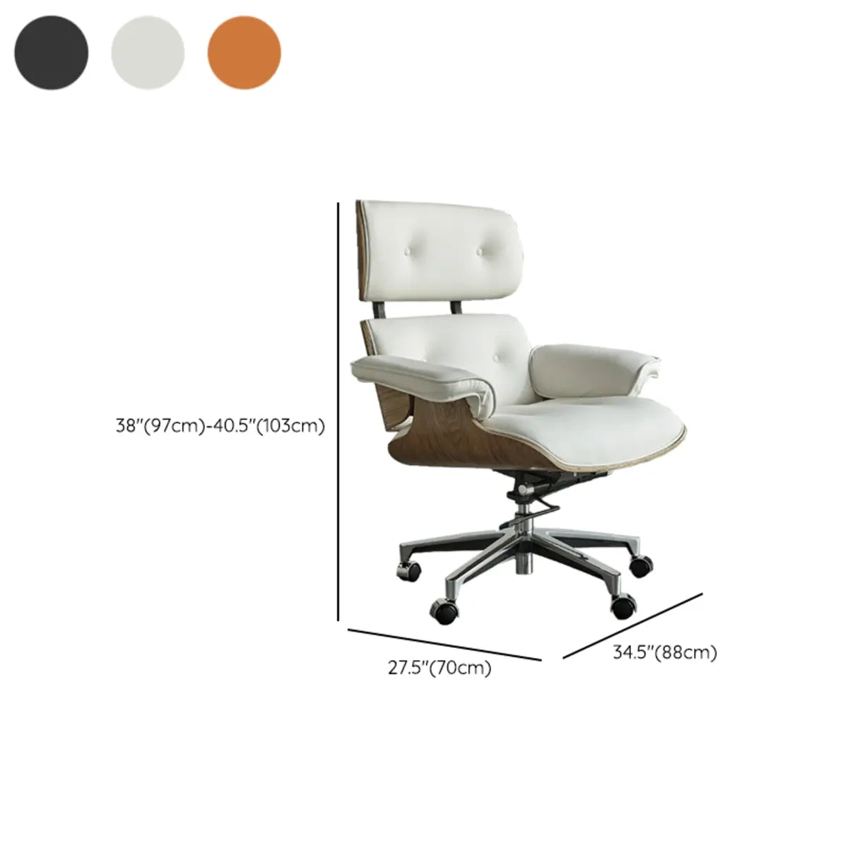Tilt Mechanism Ergonomic Wood Swivel Leather Office Chair