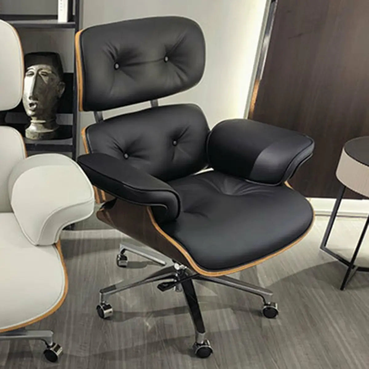 Tilt Mechanism Ergonomic Wood Swivel Leather Office Chair Image - 7