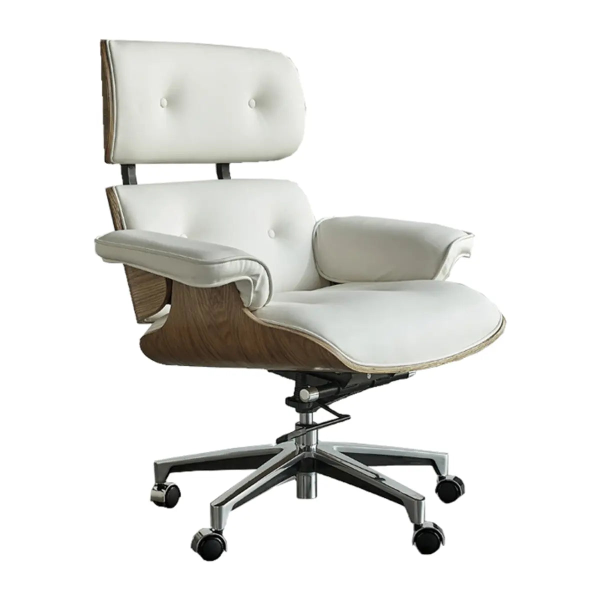 Tilt Mechanism Ergonomic Wood Swivel Leather Office Chair Image - 8