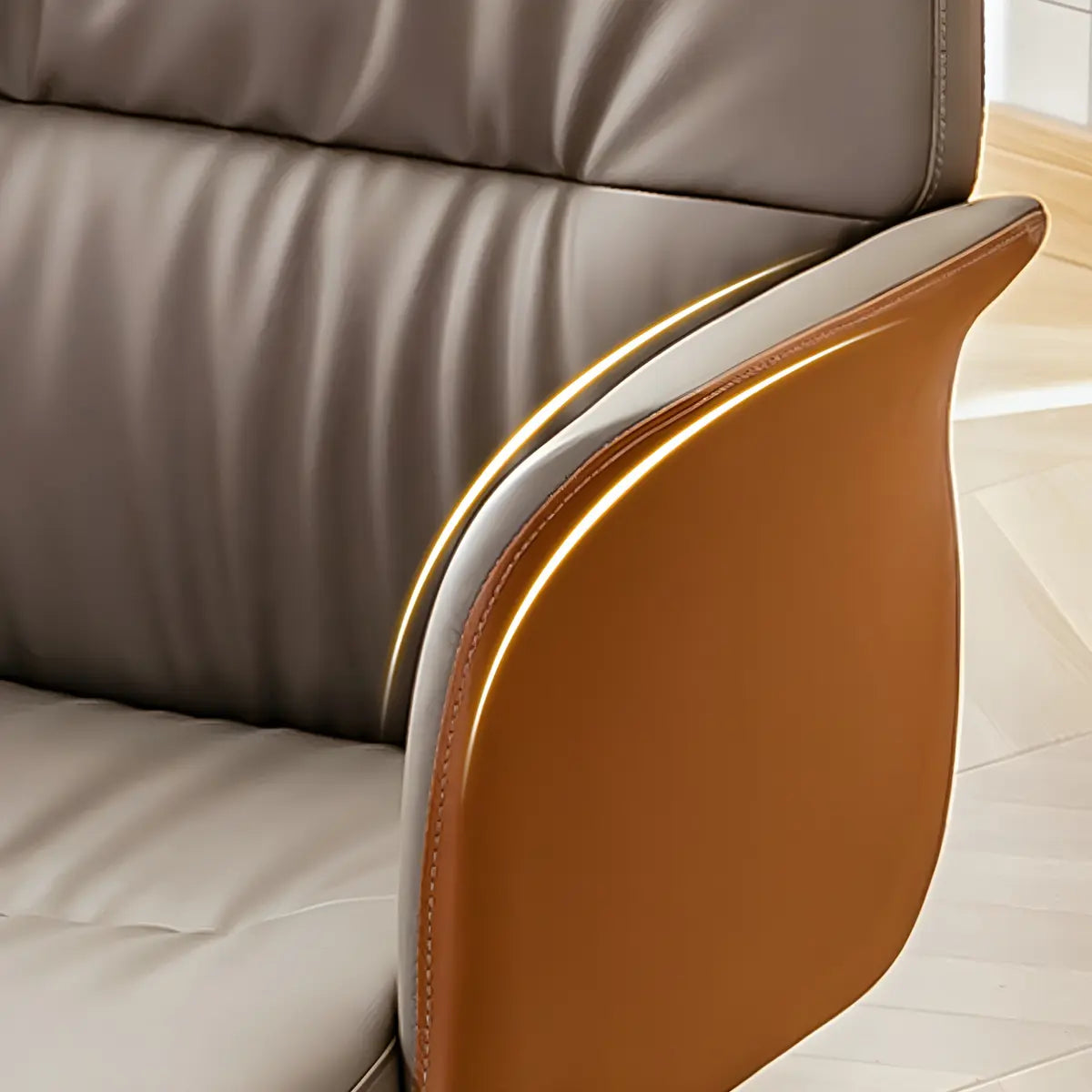 Tilt Mechanism Swivel Brown Adjustable Seating Office Chair Image - 3