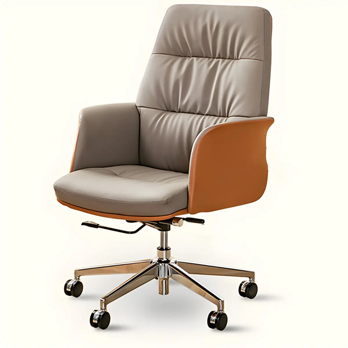 Tilt Mechanism Swivel Brown Adjustable Seating Office Chair Image - 6