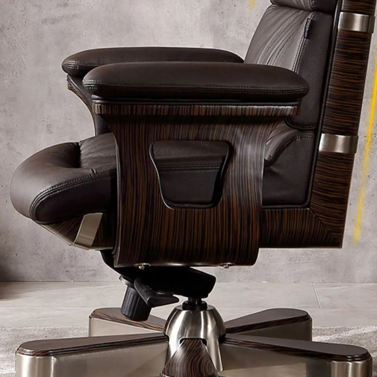 Tilt Swivel Leather Adjustable Office Chair with Headrest Image - 11