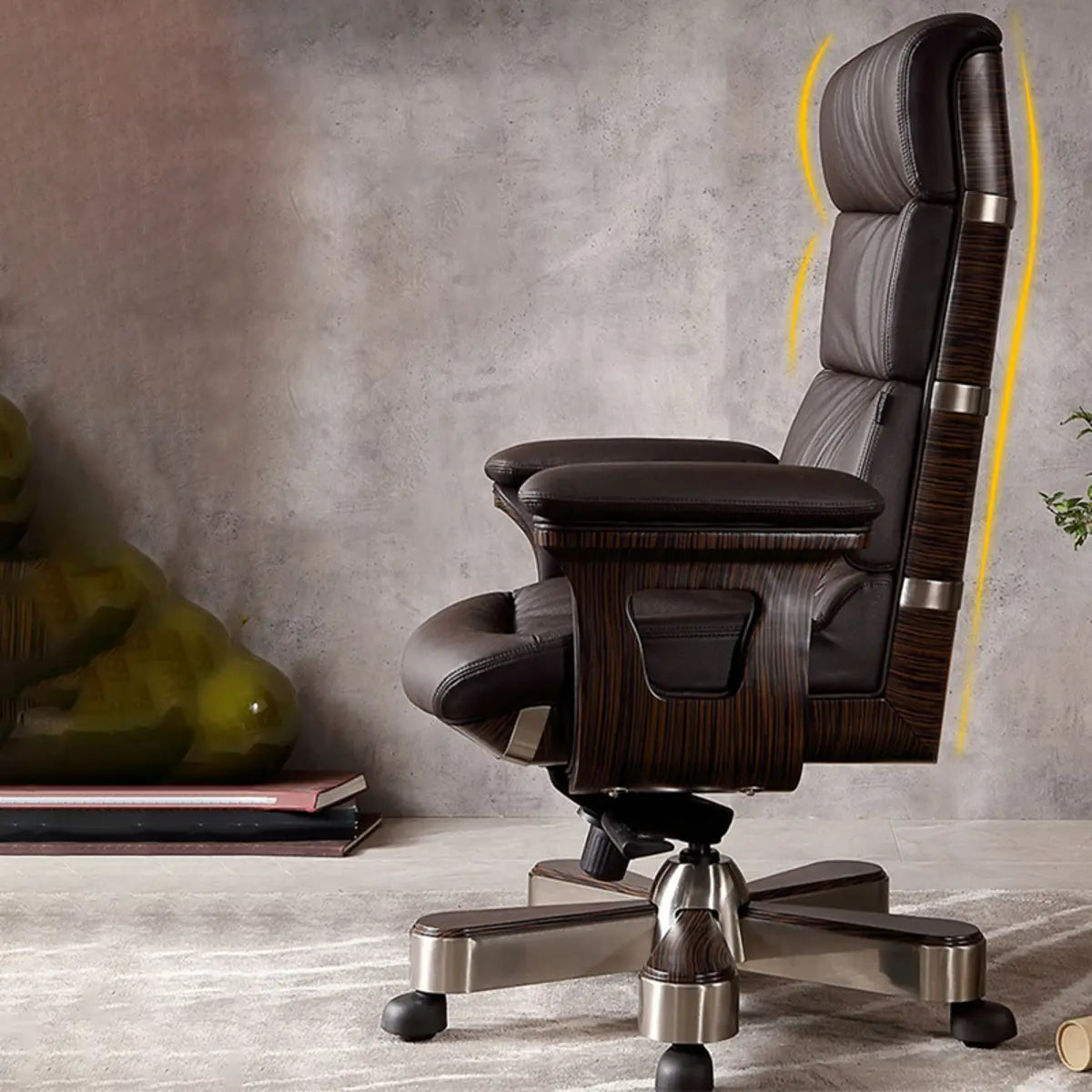 Tilt Swivel Leather Adjustable Office Chair with Headrest Image - 5