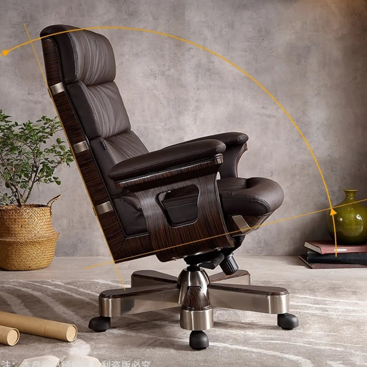 Tilt Swivel Leather Adjustable Office Chair with Headrest Image - 6