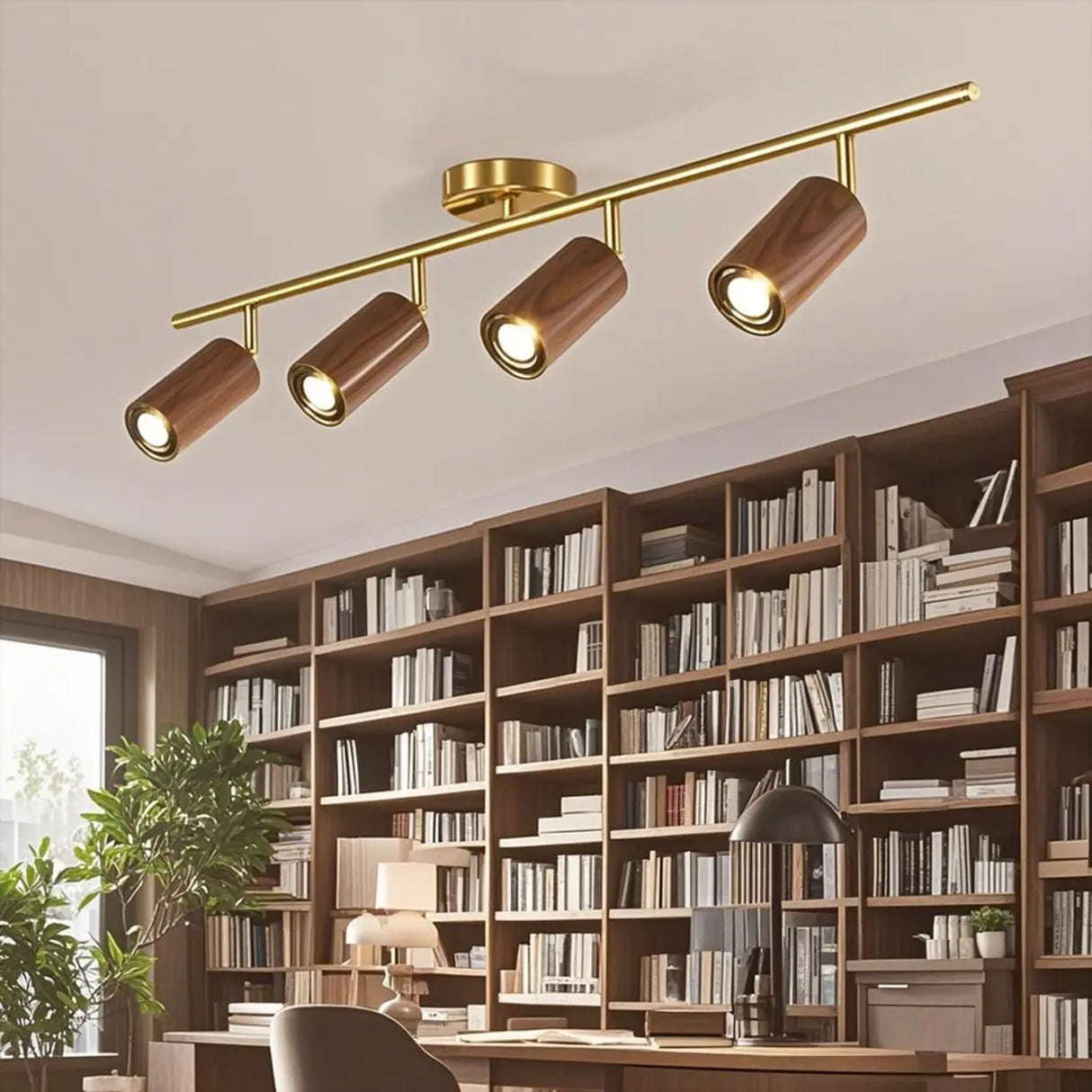 Track Adjustable Cylinder Semi-Flush Mount Lamp 4-Light Image - 1