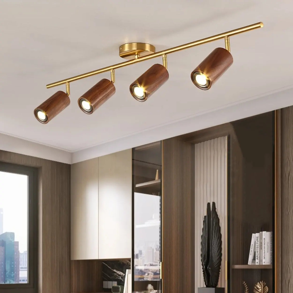 Track Adjustable Cylinder Semi-Flush Mount Lamp 4-Light Image - 3