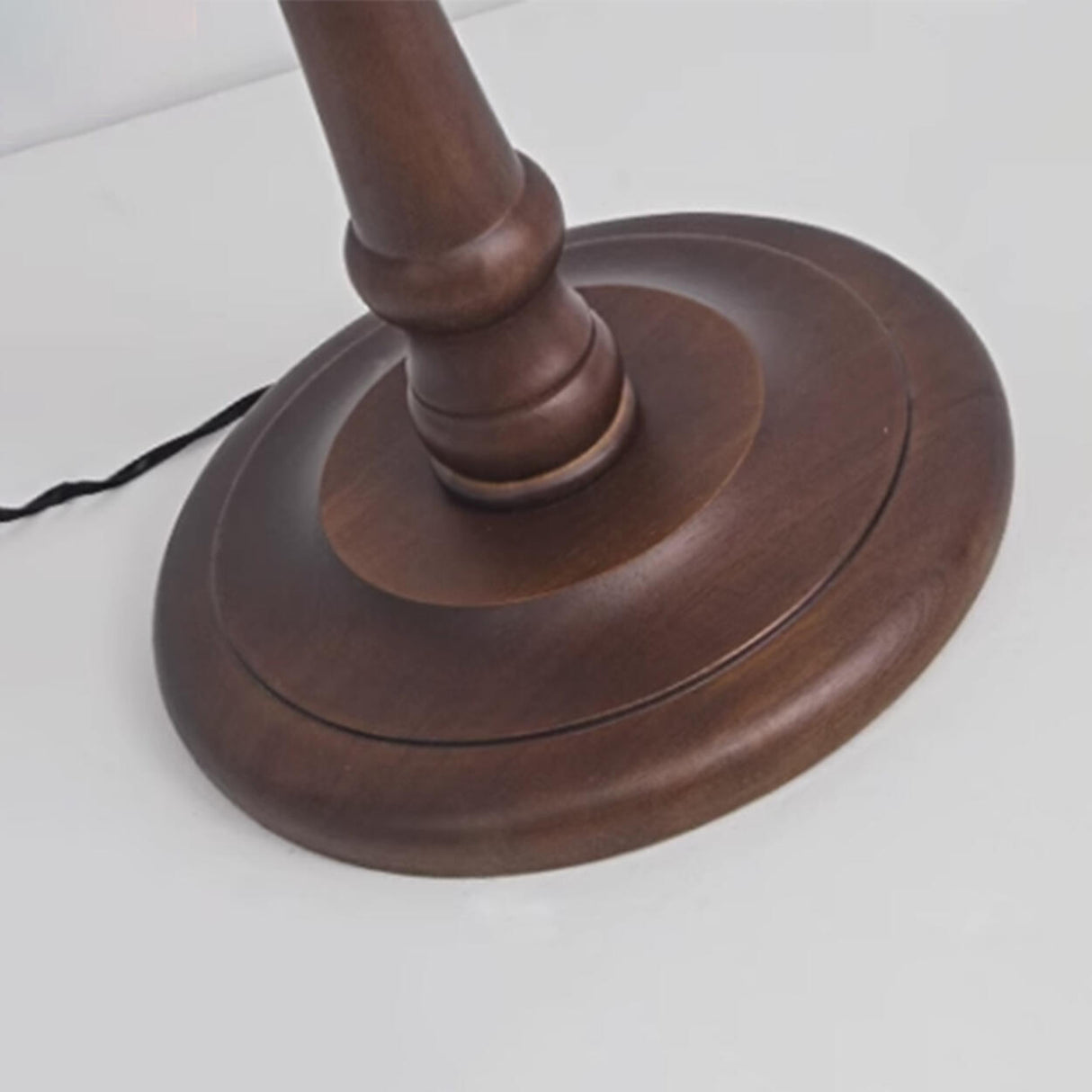 Traditional Barrel Wooden Floor Lamp with Shelves Image - 9