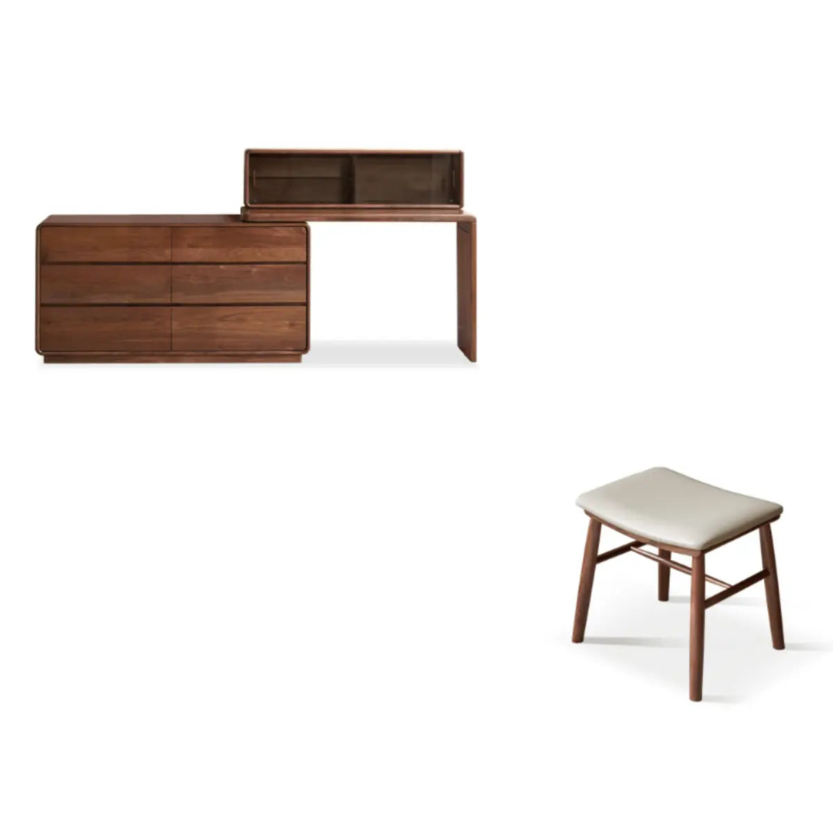 Traditional Bedroom Natural Wood Drawer Makeup Vanity Image - 13