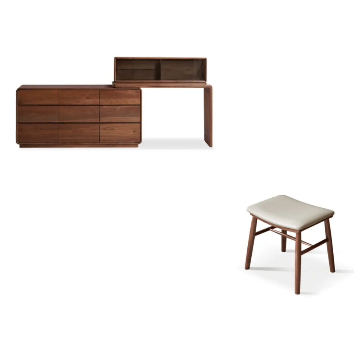 Traditional Bedroom Natural Wood Drawer Makeup Vanity Image - 15