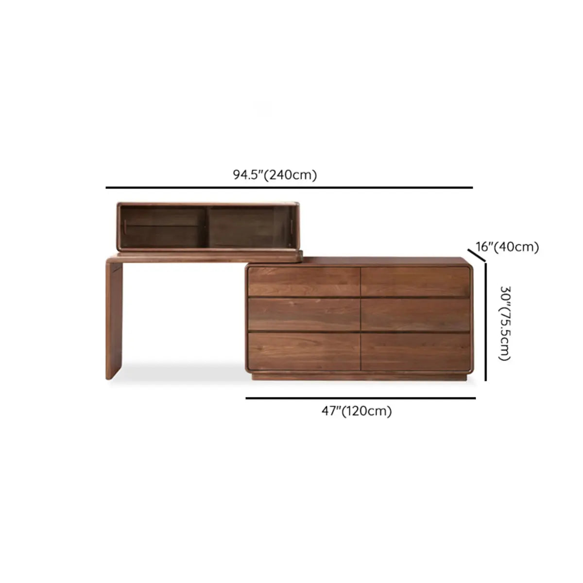 Traditional Bedroom Natural Wood Drawer Makeup Vanity