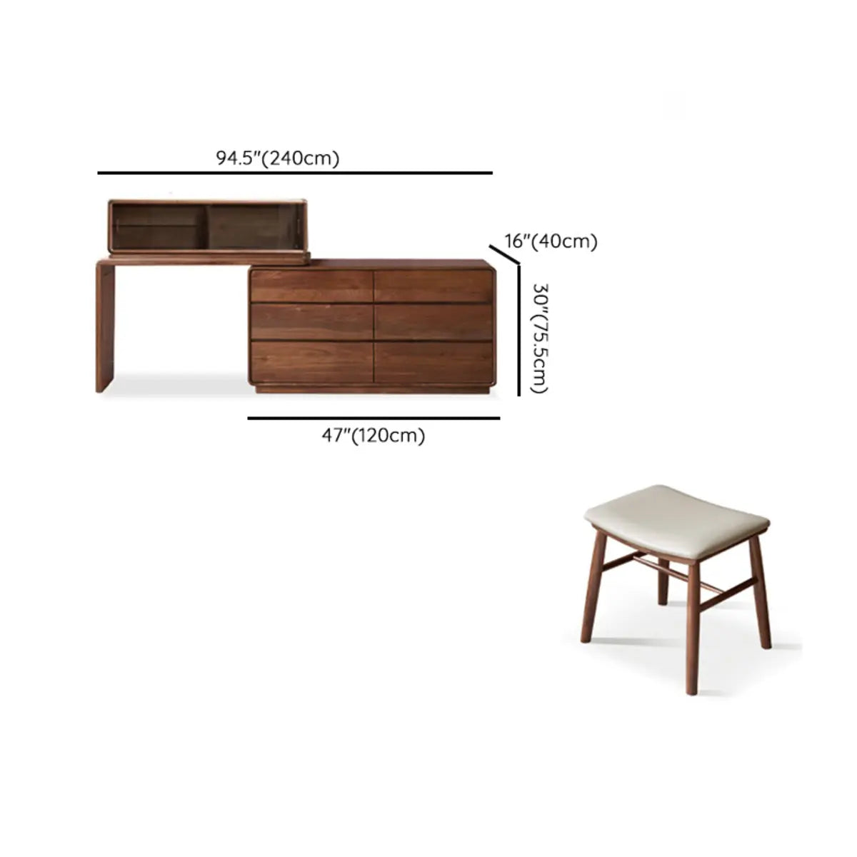 Traditional Bedroom Natural Wood Drawer Makeup Vanity Image - 23