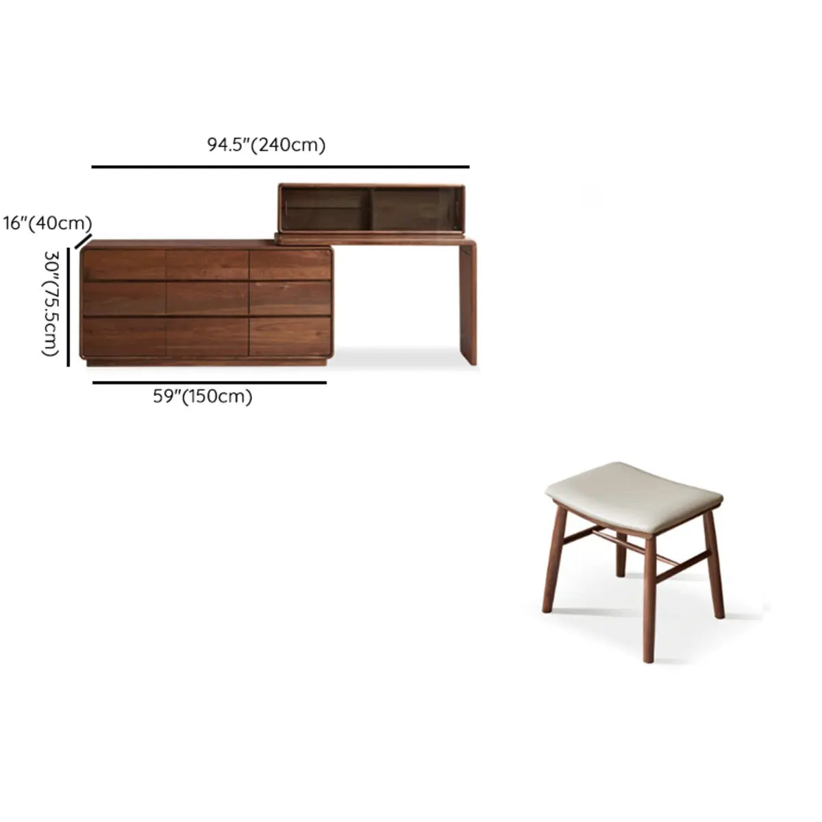 Traditional Bedroom Natural Wood Drawer Makeup Vanity Image - 26