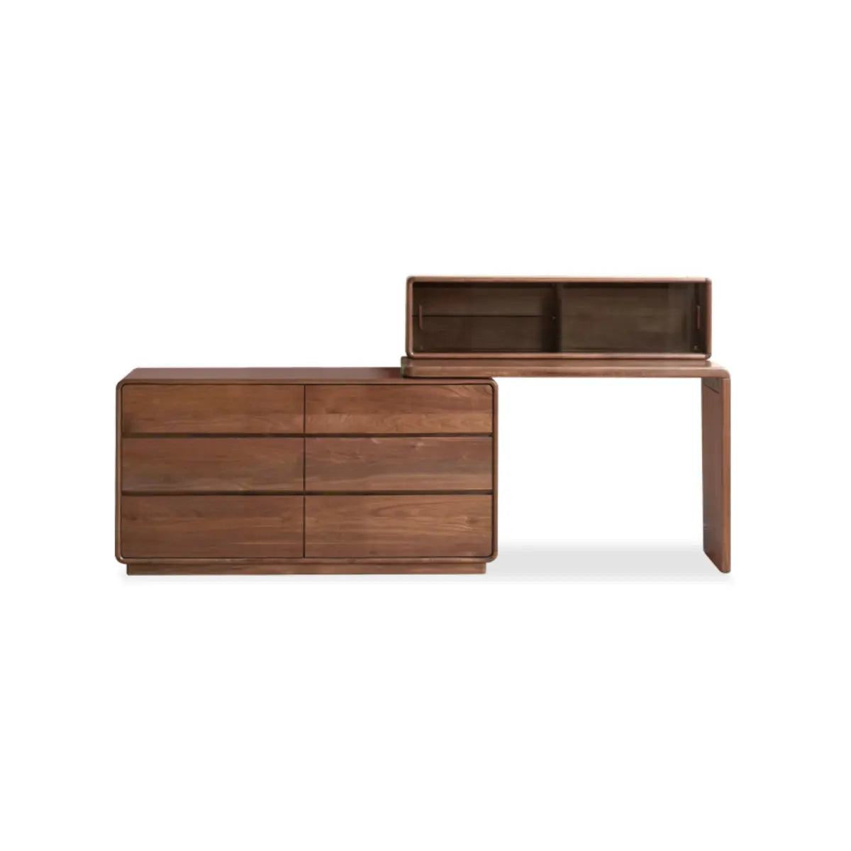 Traditional Bedroom Natural Wood Drawer Makeup Vanity Image - 5