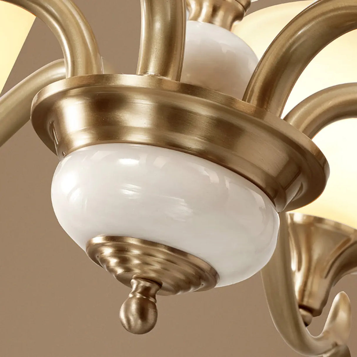 Traditional Bell Frosted Glass Chandelier Black Large Image - 5