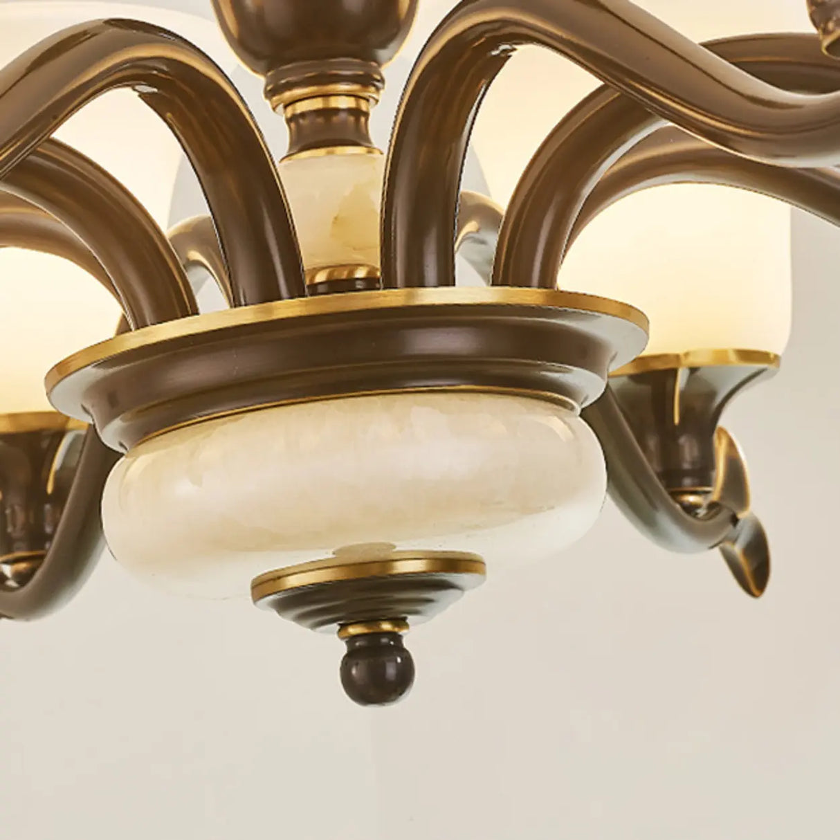 Traditional Bell Frosted Glass Chandelier Black Large Image - 7